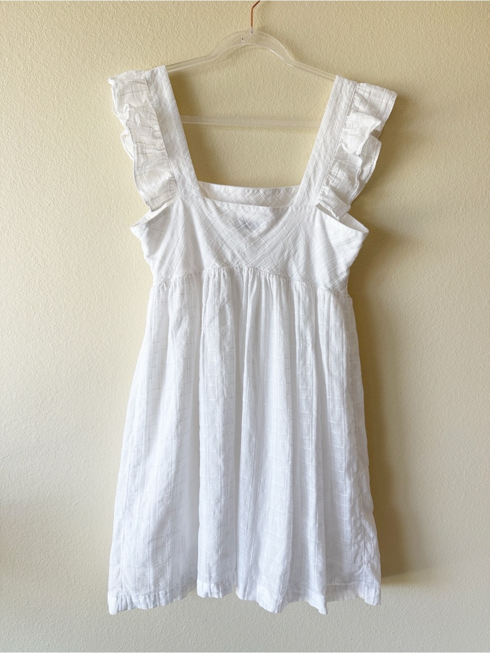 Vineyard Vines White 100% Cotton Ruffle Sleeve Babydoll Mini Dress Size Medium - Picture 8 of 12